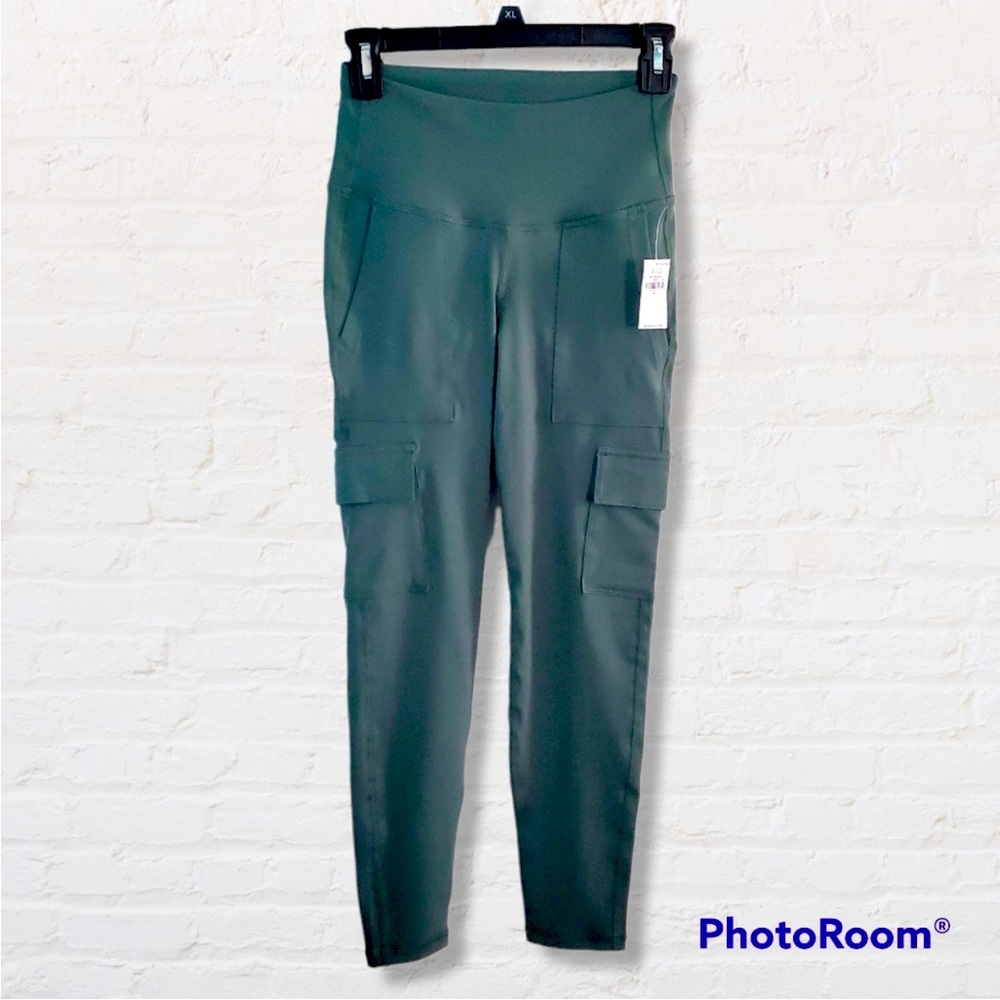 ❤️Old Navy active power press high-rise cargo leggings go dry small green NWT